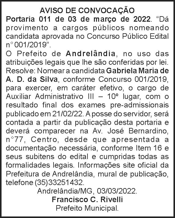 Andrelândia - Convocação 4 1 ANDRELANDIA