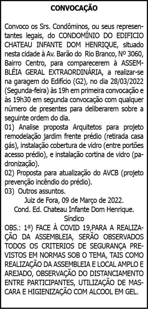 Convocação- Condomínio Edifício do Chateau 4 1 CHATEAU
