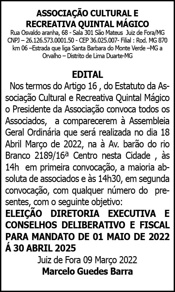 Associação Cultural e Recreativa Quintal Mágico 4 1 CULTURAL