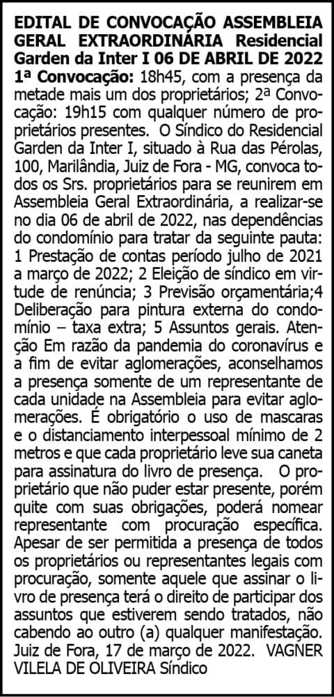 Edital de Convocação- Residencial Garden 4 1 GARDEN