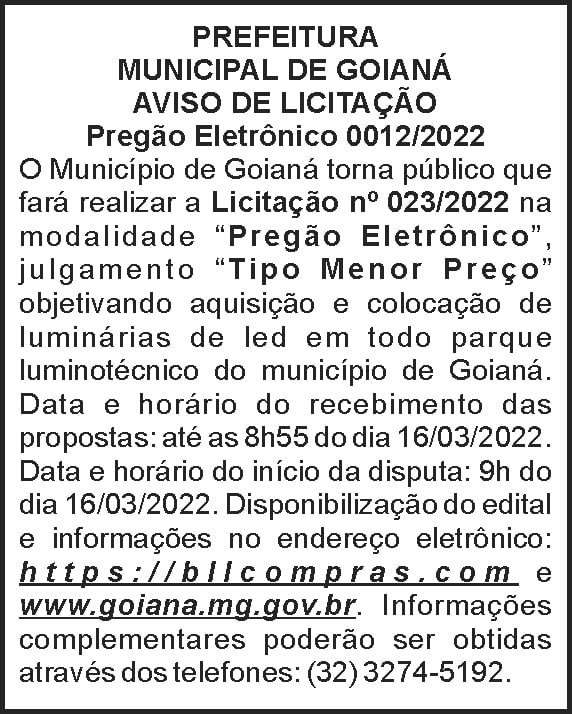 Goianá - Licitação Nº 23 4 1 GOIANA 0012