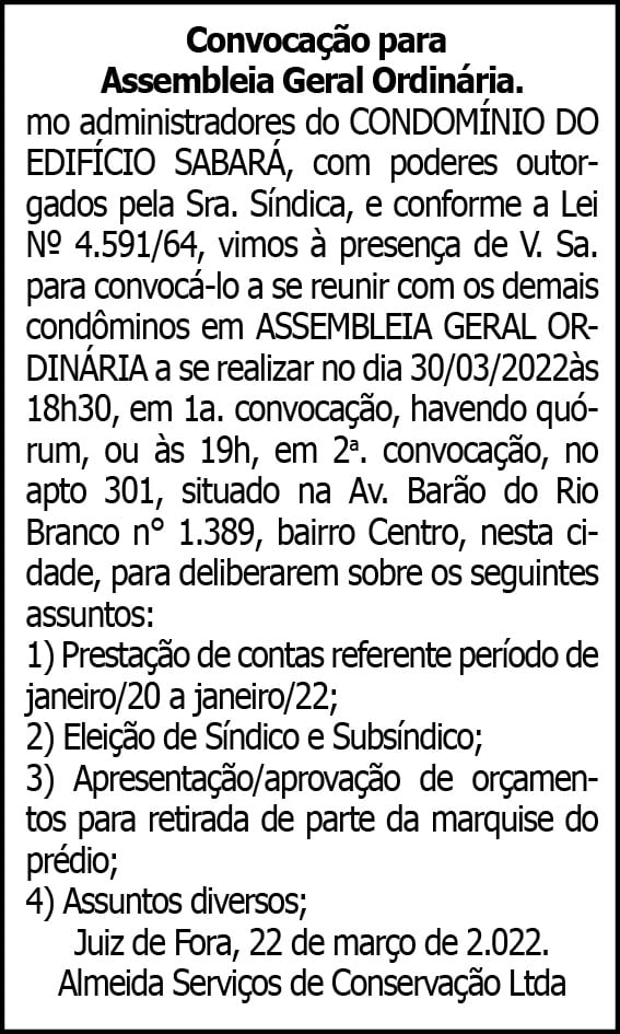 Assembleia Geral Ordinária- Sabará 4 1 SABARA