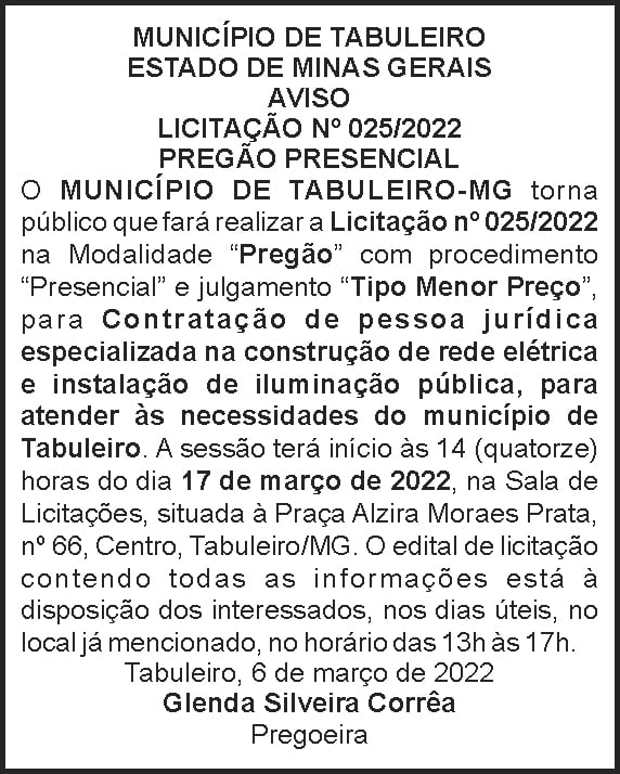 Município de Tabuleiro 4 1 TABULEIRO 025