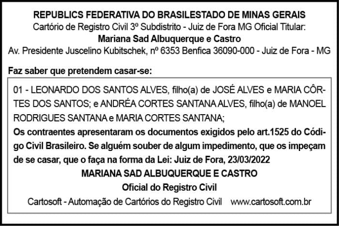 Aviso de Casamento- Leonardo dos Santos e Andréa Cortes 4 AVISO LEONARDO