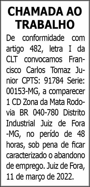 Chamada ao Trabalho - Carlos 4 COM FRANCISCO 1