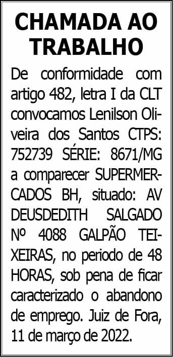 Chamada ao Trabalho - Lenilson dos Santos 4 COM LENILSON 1