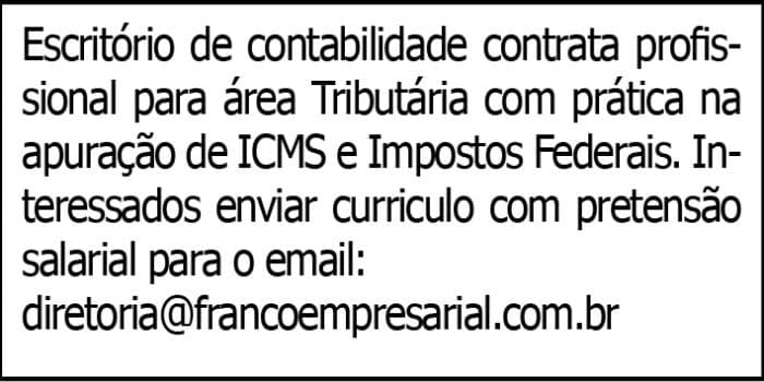 Contratação profissional área tributária 4 EMP TRIBUTARIA