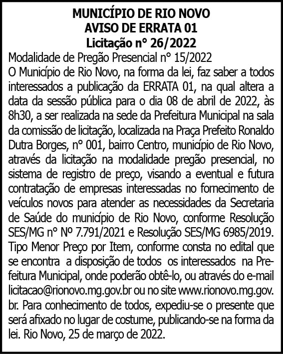 Município de Rio Novo- Licitação N°26/2022 4 WhatsApp Image 2022 03 25 at 19.04.16