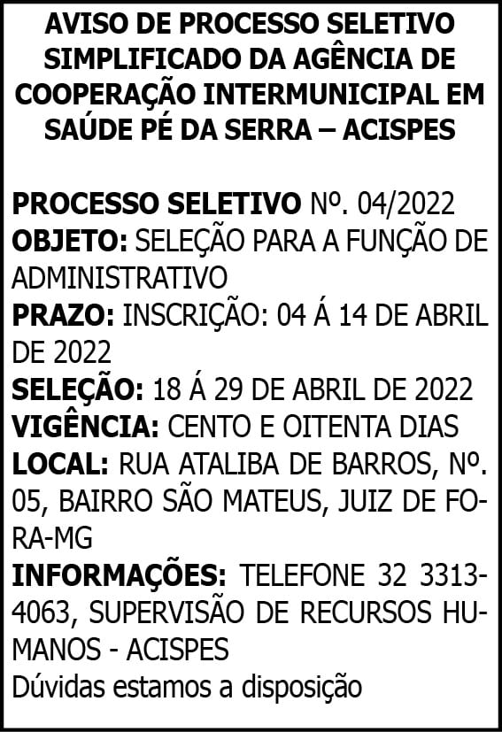 Processo Seletivo- Acispes 12 1 ACISPES 04