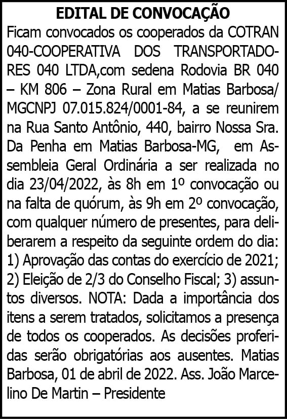 Edital convocação CONTRAN 4 1 COTRAN
