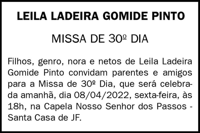 LEILA LADEIRA GOMIDE PINTO - MISSA DE 30º DIA 4 1 GOMIDE