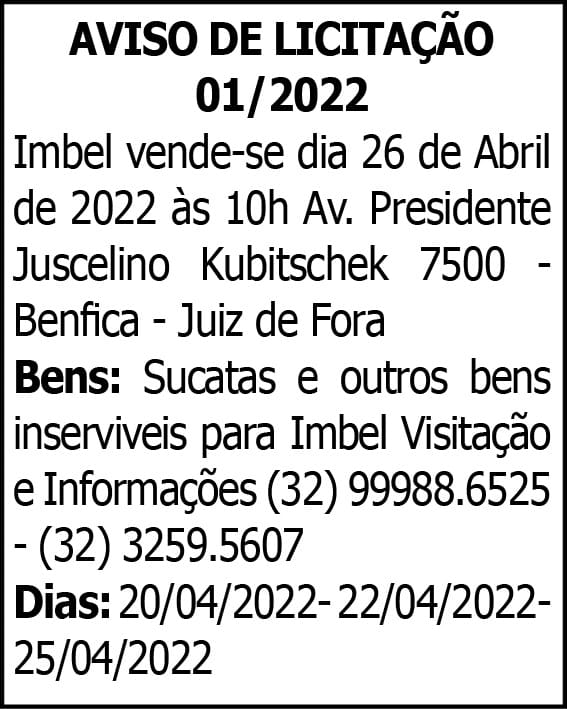 AVISO DE LICITAÇÃO / 01/2022 4 1 IMBEL
