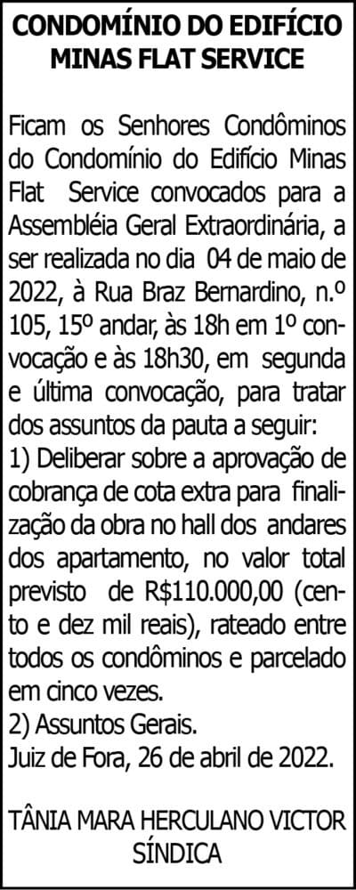 CONDOMÍNIO DO EDIFÍCIO MINAS FLAT SERVICE 4 1 MINAS FLAT