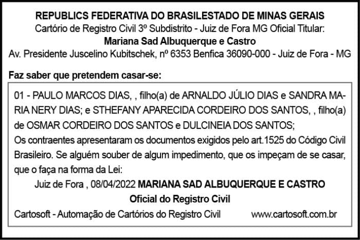 EDITAL DE CASAMENTO 4 AVISO PAULO