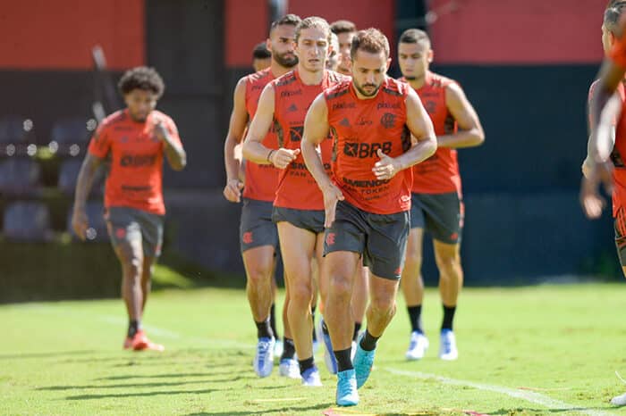 Experientes Everton Ribeiro e Filipe Luis devem estar em campo nesta terça-feira (Foto: Marcelo Cortes/Flamengo)