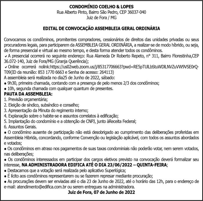 CONDOMÍNIO COELHO & LOPES 4 1 COELHO