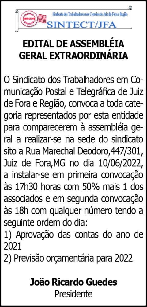 EDITAL DE ASSEMBLÉIA GERAL EXTRAORDINÁRIA 4 1 CORREIO