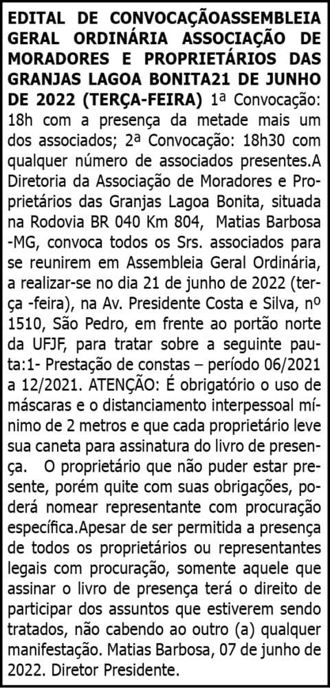EDITAL DE CONVOCAÇÃOASSEMBLEIA GERAL ORDINÁRIA 4 1 LAGOA BONITA 02