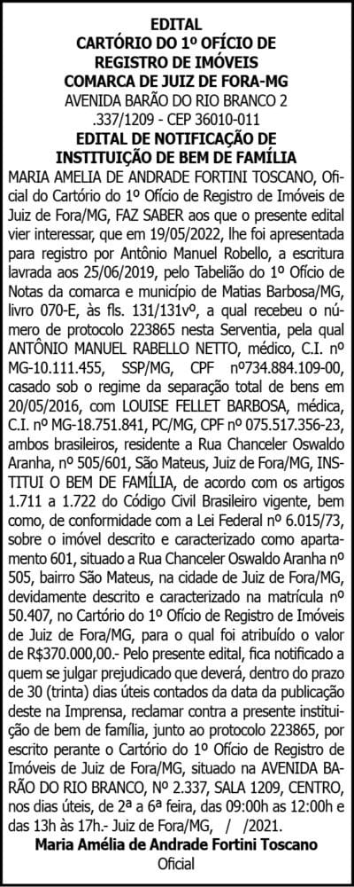 EDITAL CARTÓRIO DO 1º OFÍCIO DE REGISTRO DE IMÓVEIS 4 1 MARIA AMELIA