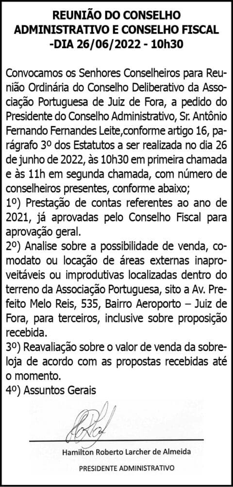 REUNIÃO DO CONSELHO ADMINISTRATIVO E CONSELHO FISCAL 4 1 PORTUGUESA