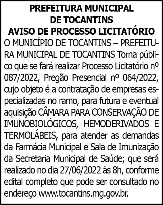 PREFEITURA MUNICIPAL DE TOCANTINS 4 1 TOCANTINS 087