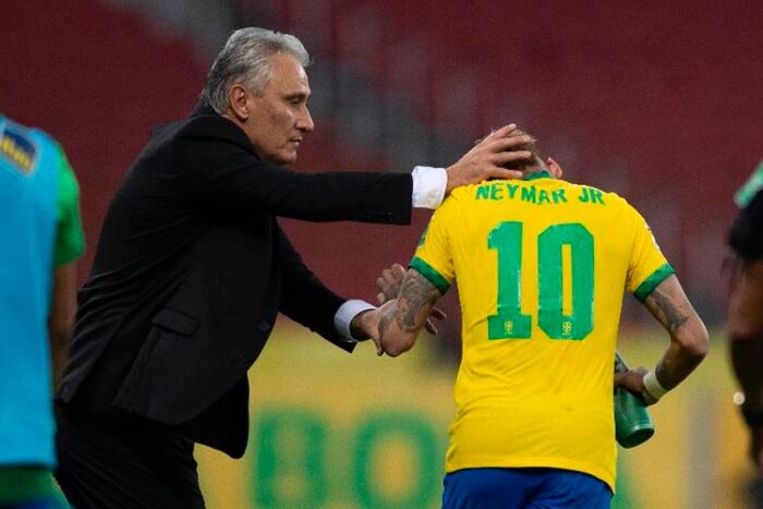 Tite e Neymar na seleção brasileira