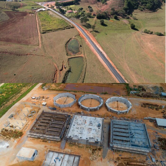 Ao lado, o contorno rodoviário. O investimento da Copasa para as obras de ampliação e melhorias do sistema de esgotamento sanitário, contemplando a construção de uma estação de tratamento de esgoto (ETE)