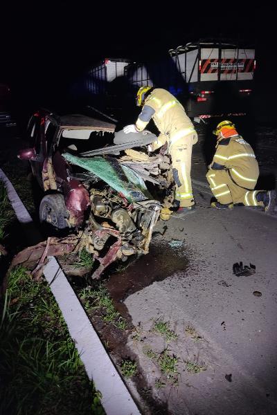 Motorista inabilitado morre após tentar ultrapassagem e bater em carreta com bois na BR-267