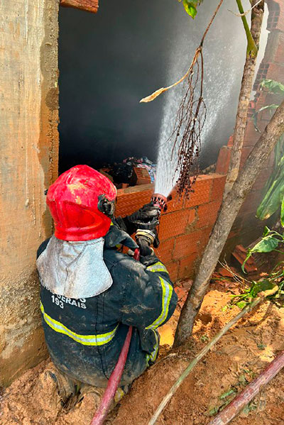 Cachorro morre durante incêndio em residência foto Bombeiros