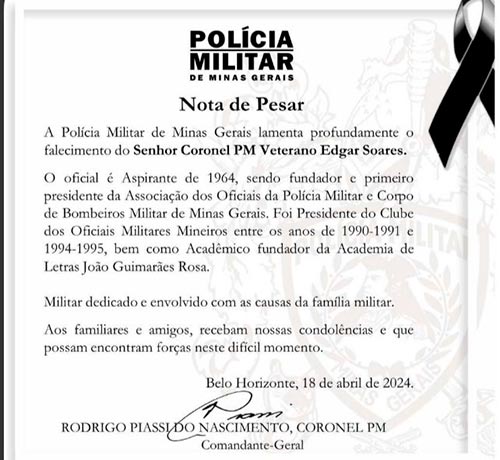 coronel edgar soares sequestro nota pmmg