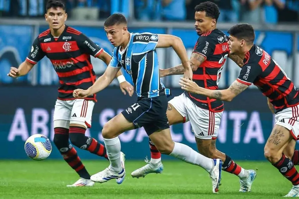 Momento do jogo Flamengo e Grêmio