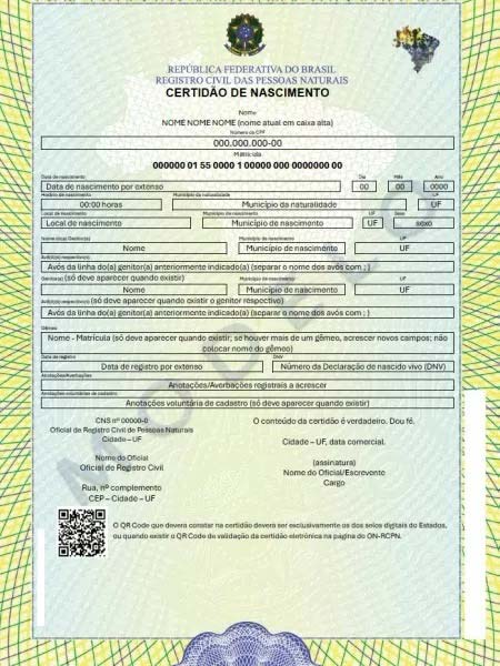 certidões certidão de nascimento cnj