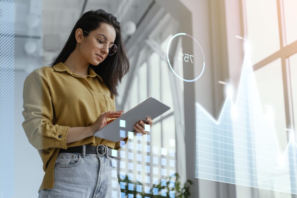 medium shot woman holding tablet 2