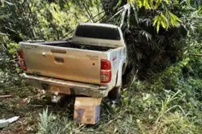 Caminhonete sai da pista na MGC-120 e cai em ribanceira de 50 metros 5 Leopoldina caminhonete ribanceira foto bombeiros
