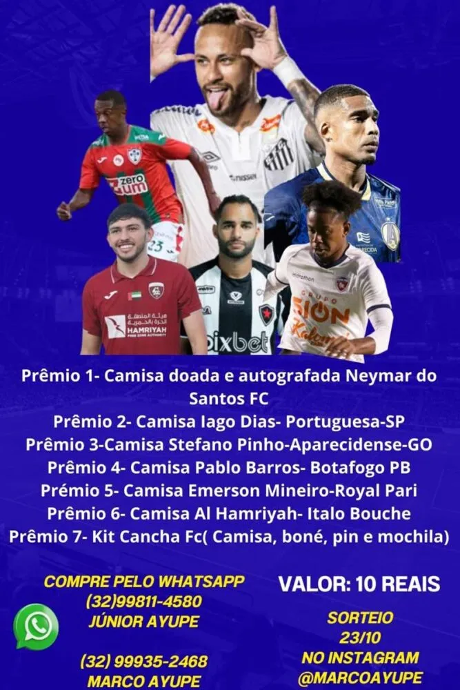 Projeto social rifa camisa autografada de Neymar para arrecadar chuteiras 4 projeto social neymar camisa autografada