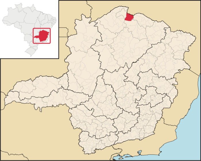 Município que abriga 1ª igreja do estado se torna capital de Minas nesta segunda-feira 4 MinasGerais Municip MatiasCardoso.svg