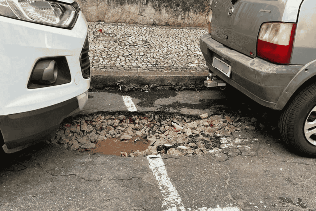 Buraco na Rua Rei Alberto preocupa motoristas e pedestres 1 buracos