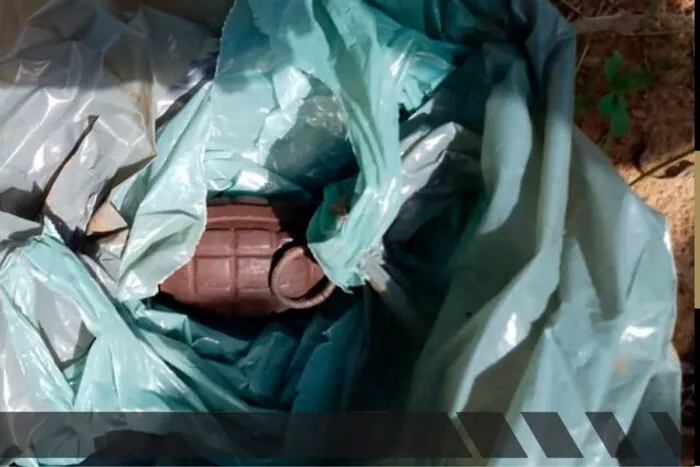 Granada é encontrada no lixo em cidade da região 1 Granada é encontrada no lixo em cidade da região