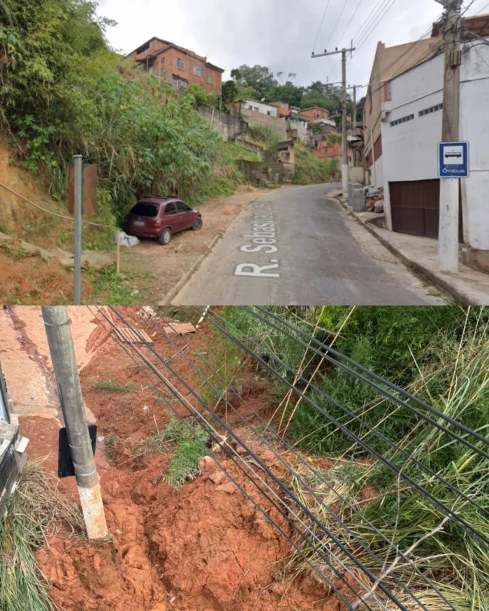 Moradores do Bairro Vila Alpina relatam abandono após deslizamento obstruir rua; endereço não consta entre interdições 2 Chuva em Juiz de Fora deixa estragos na rua Sebastião Costa no Bairro Vila Alpina em Juiz de Fora.
