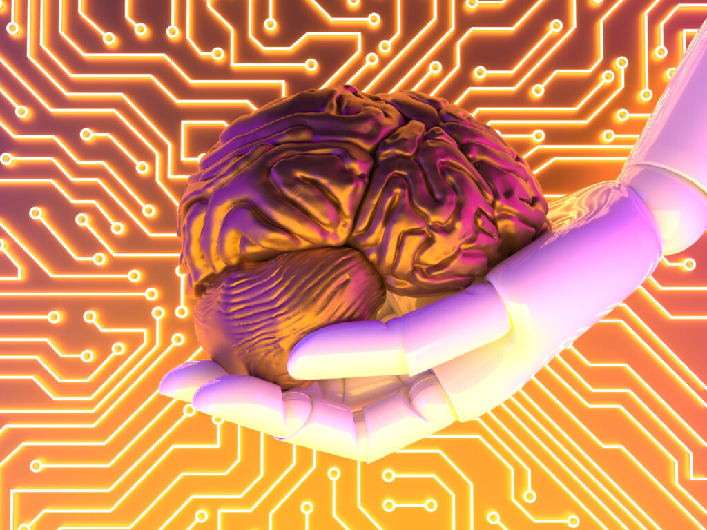 ai cloud concept with brain