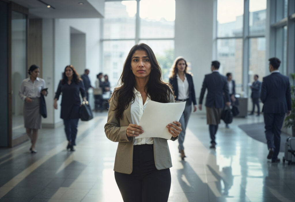 employee working with document