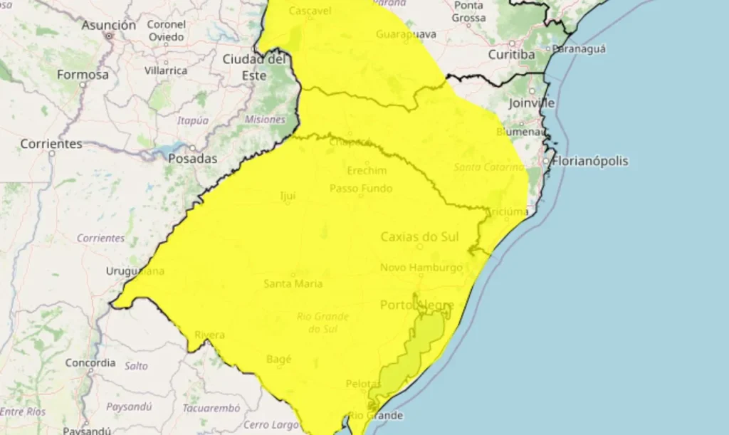 Instituto Nacional de Meteorologia emite alerta amarelo para os dias 26/06, 27/06, 28/06