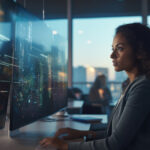 person working futuristic office