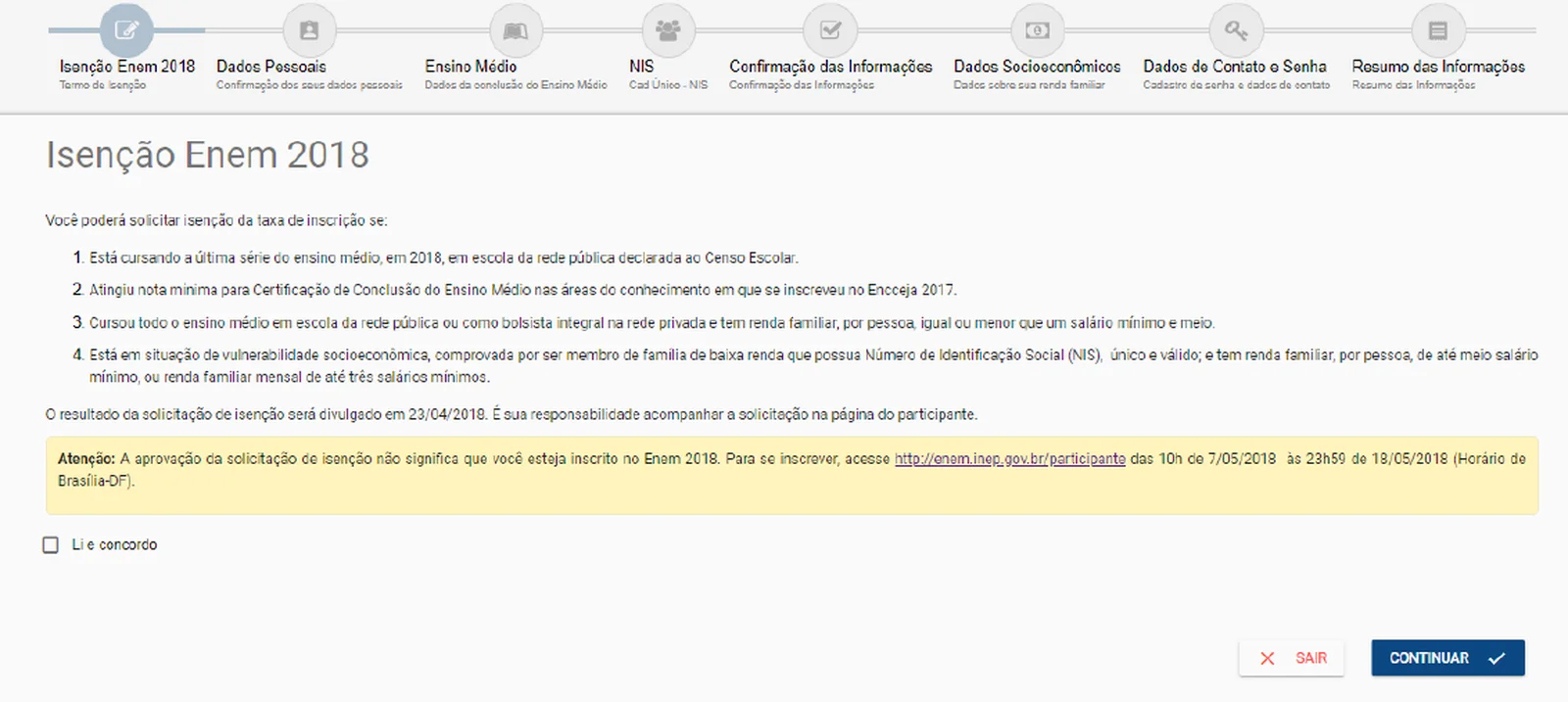 isenção enem 2018 2