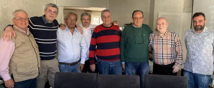 José Natalino Nascimento, Ivan Resende, o ‘sheik’ Ibrahim El Kouri com o filho Kalil, João Cesar Novais, Dalton Abud, Ronaldo Brandão e Antônio Abud em recente almoço libanês 1 José Natalino Nascimento, Ivan Resende, o ‘sheik’ Ibrahim El Kouri com o filho Kalil, João Cesar Novais, Dalton Abud, Ronaldo Brandão e Antônio Abud em recente almoço libanês