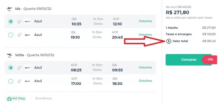 passagens Juiz de Fora Campinas 18.12
