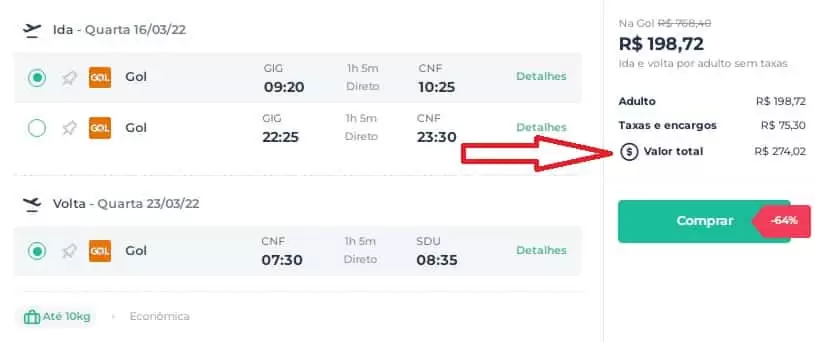 passagens RJ BH 25.01