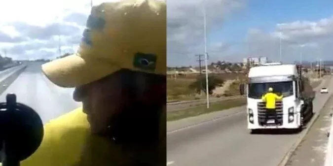 ‘Patriota do caminhão’ diz que temeu a morte ao se agarrar no veículo 1 patriota do caminhao by redes sociais e1667917588170