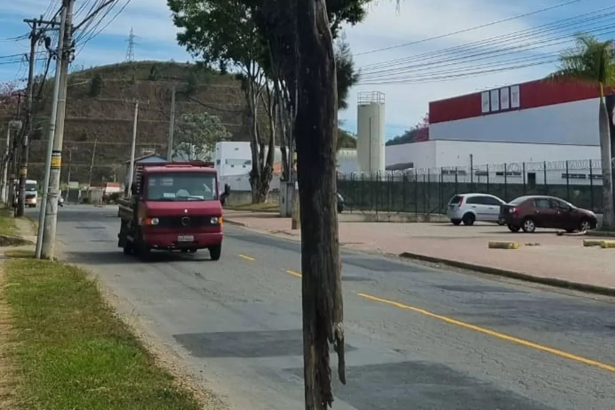 Poste de madeira corroído no Distrito Industrial 1 vu28 06 23