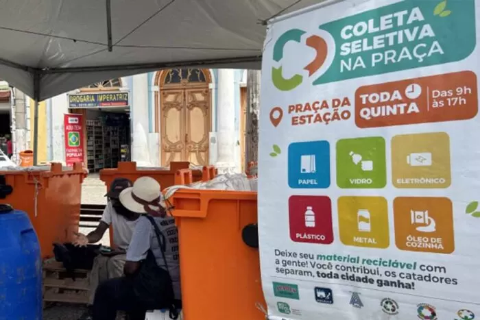Praça da Estação recebe projeto de coleta seletiva nesta quinta 1 Coleta na praca Divulgacao PJF
